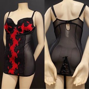 Gorgeous NWOT Victoria’s Secret Red & Black Lingerie 36D